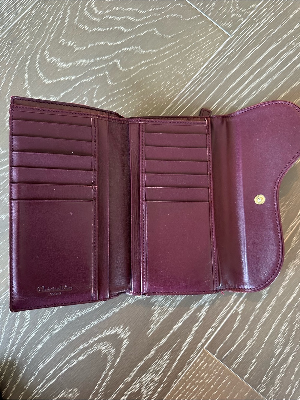Christian Dior Trifold Saddle Wallet in Pink/Burgundy - Picture 3 of 7